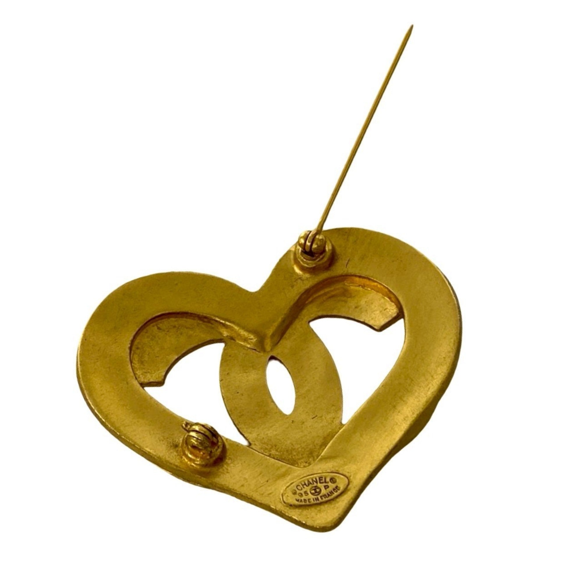 CC Logo Heart Brooch Metal