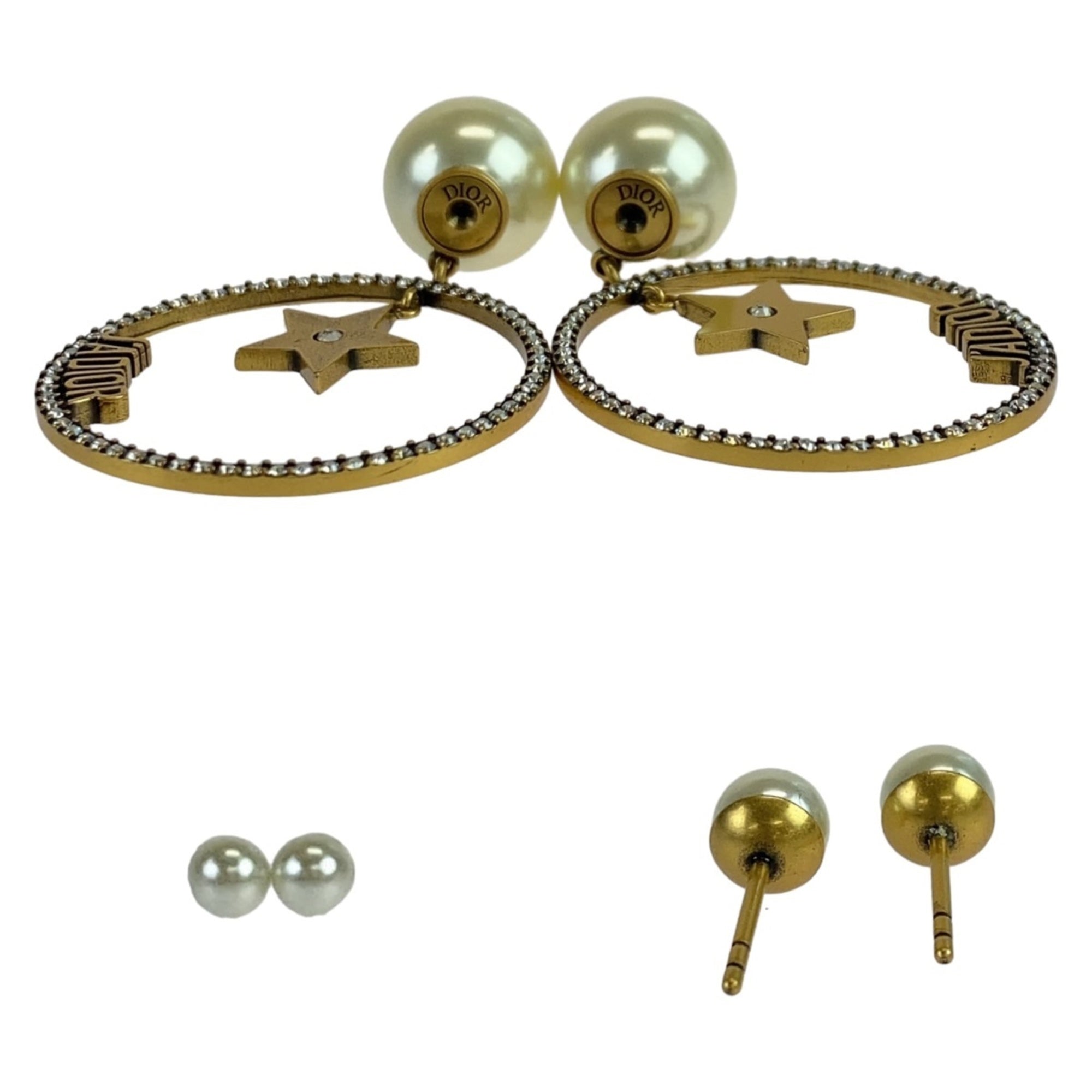 Pearl Earrings Bronze and Metal
