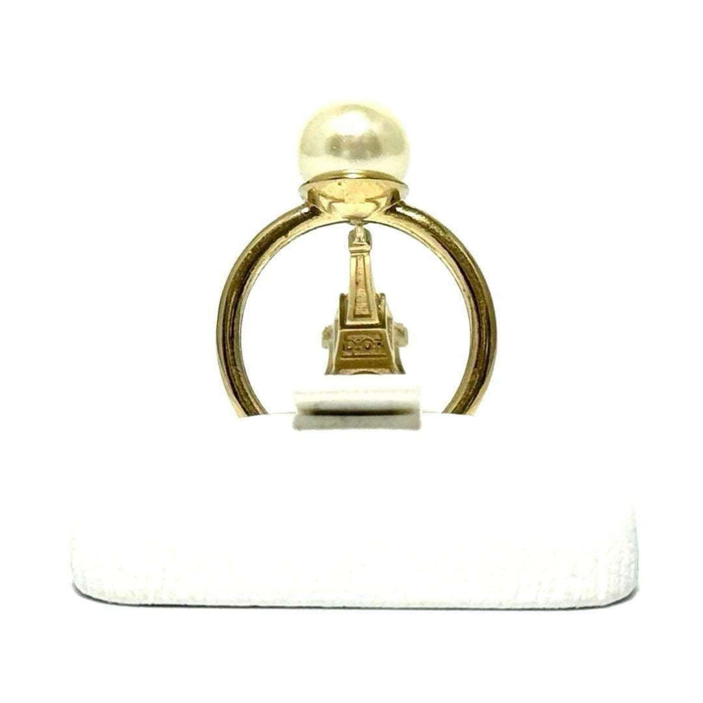 Eiffel Tower Motif Ring Mother of Pearl and Metal