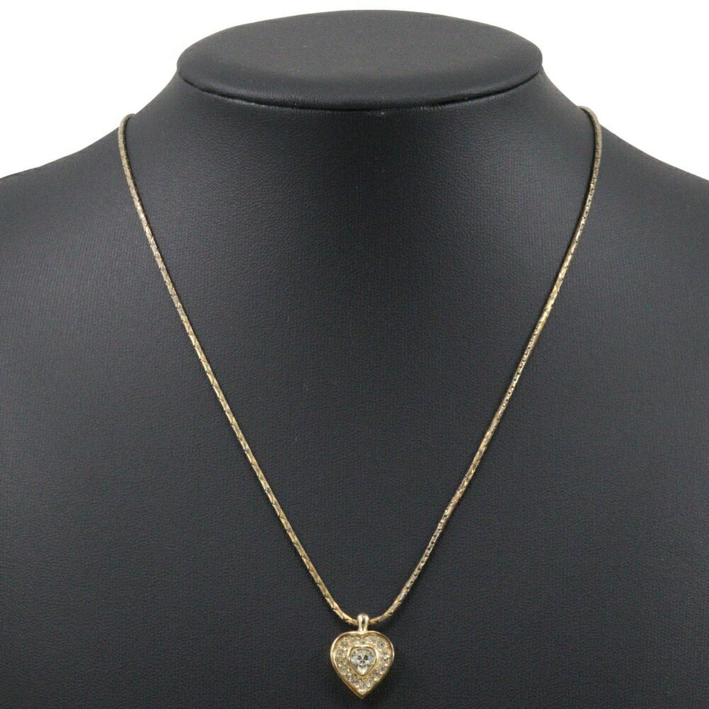 Heart Pendant Necklace Gold and Rhinestone