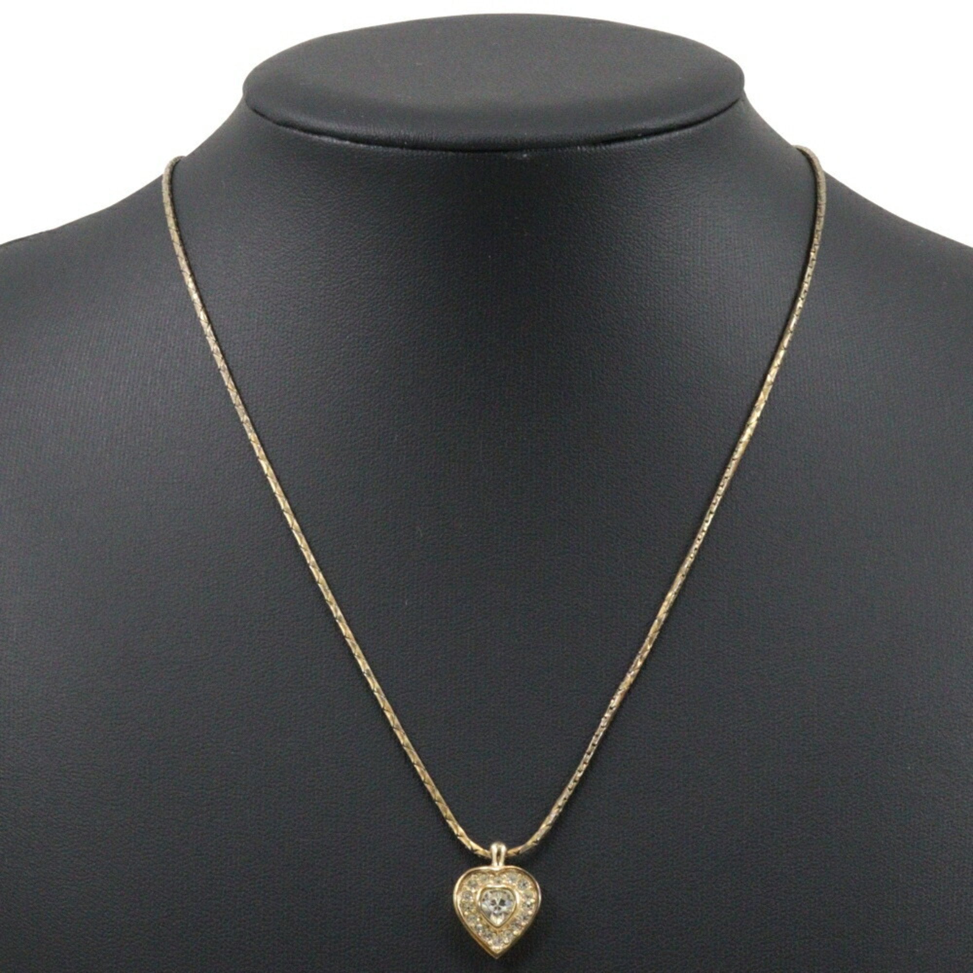 Heart Pendant Necklace Gold and Rhinestone