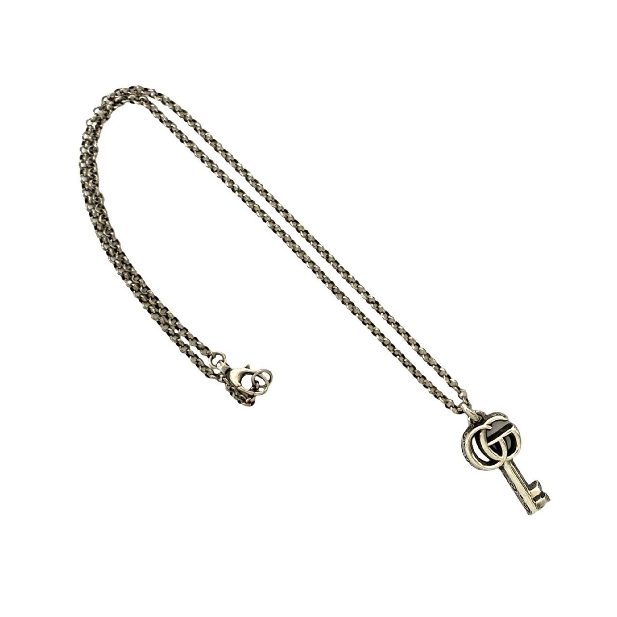 Arabesque Double G Key Pendant Necklace Sterling Silver