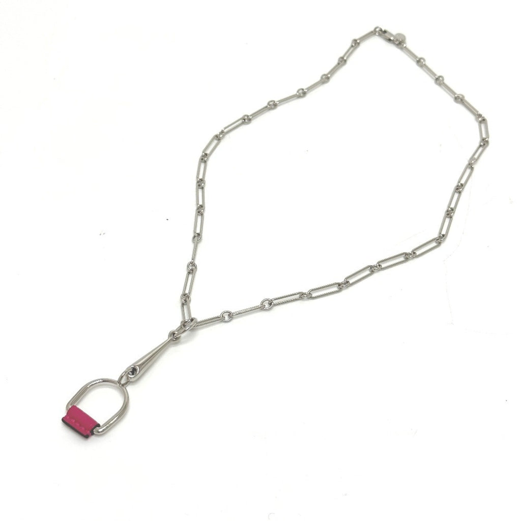 Heritage Eskettle Pendant Necklace Swift Leather Silver Mini