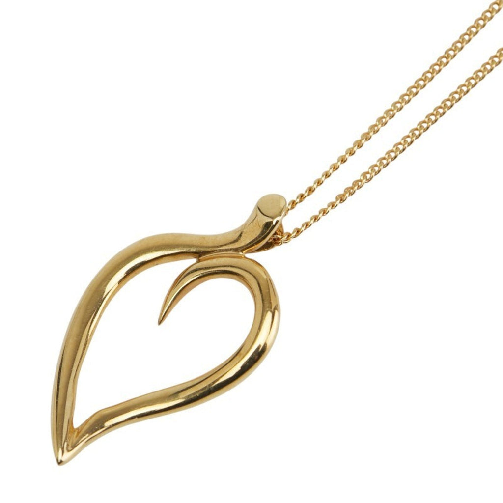 Leaf Heart Pendant Necklace 18K Yellow Gold