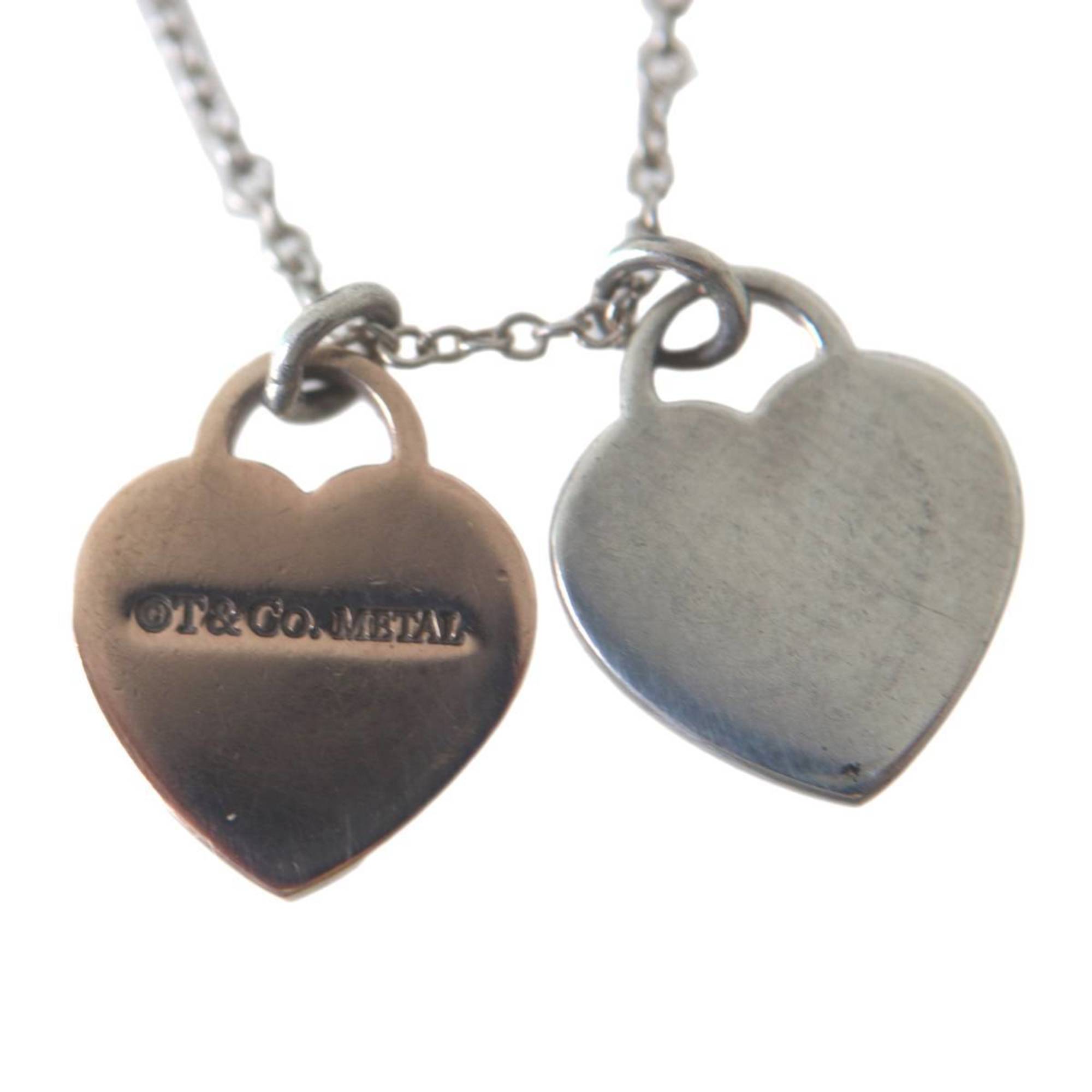 Twin Heart Pendant Necklace Sterling Silver