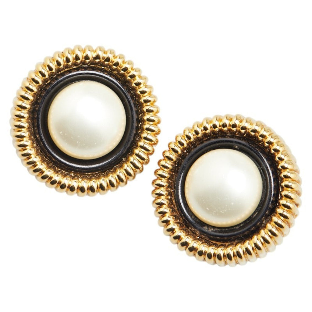 Pearl Clip-On Earrings Pearl and Gold