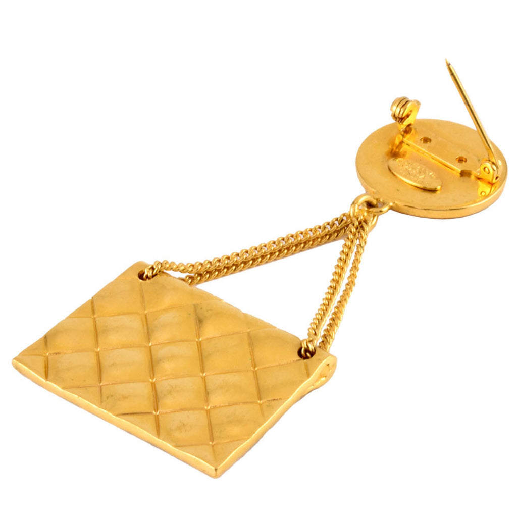 CC Logo Brooch Gold-Tone Metal