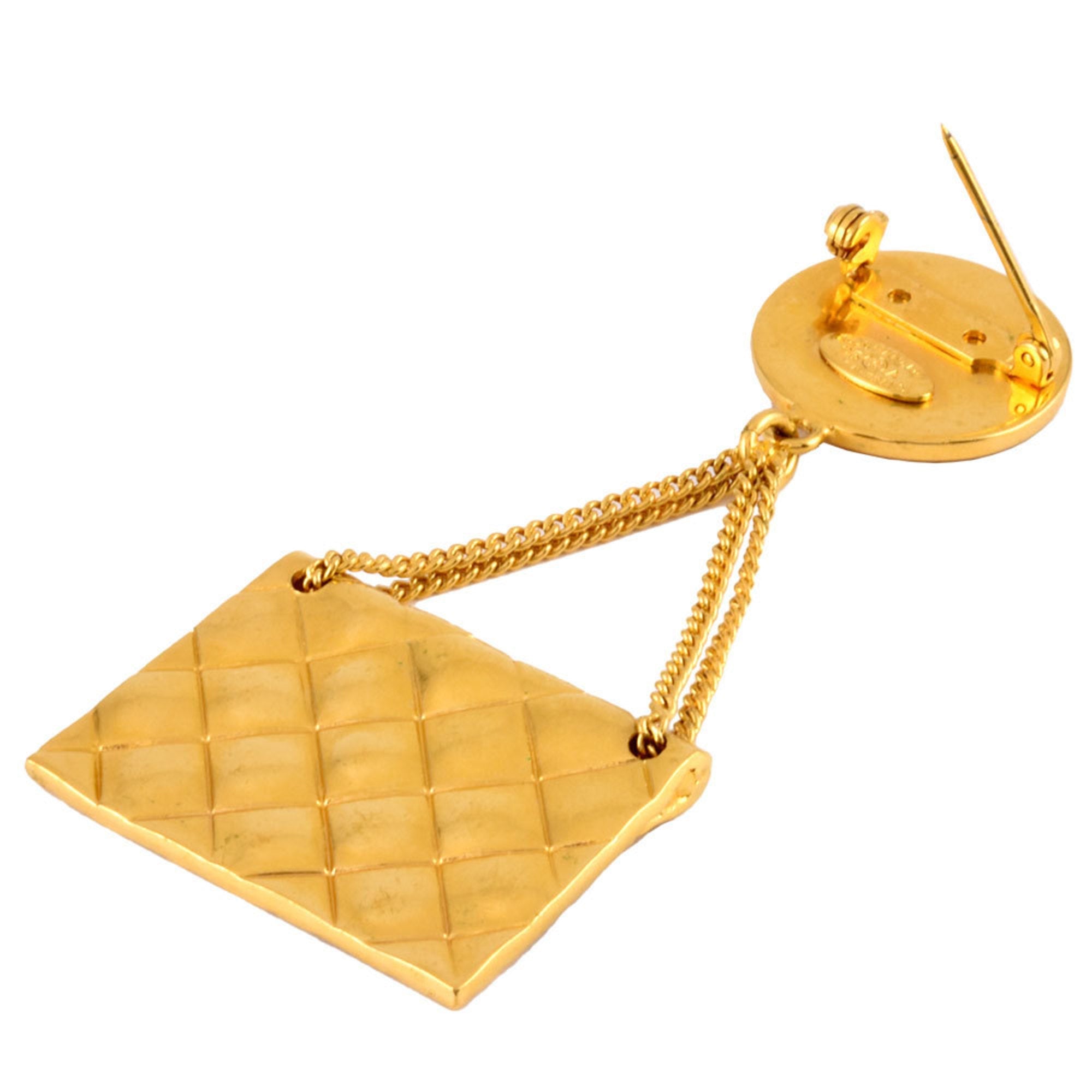 CC Logo Brooch Gold-Tone Metal