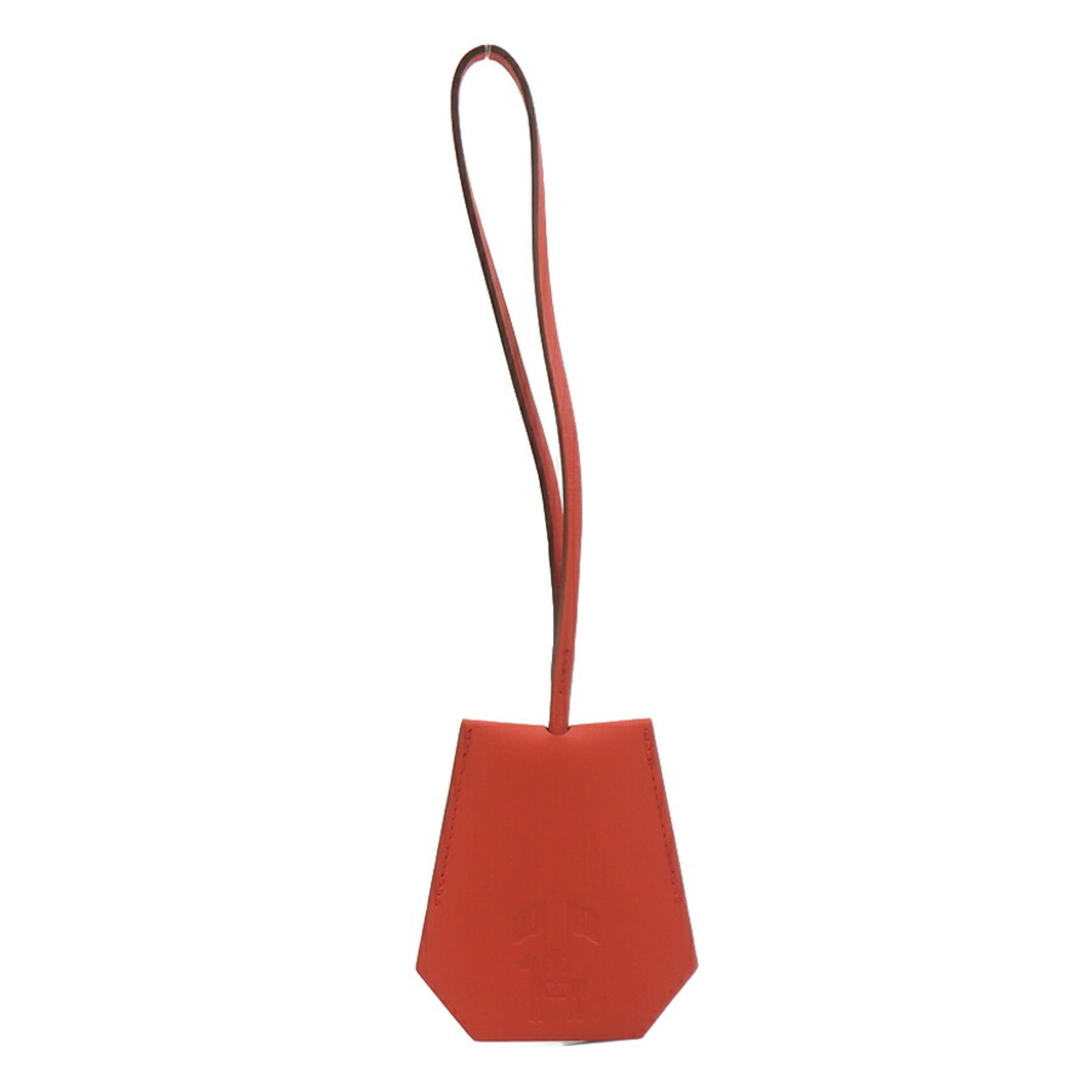 Charm Leather and Metal Brown and Orange Handbag Charm