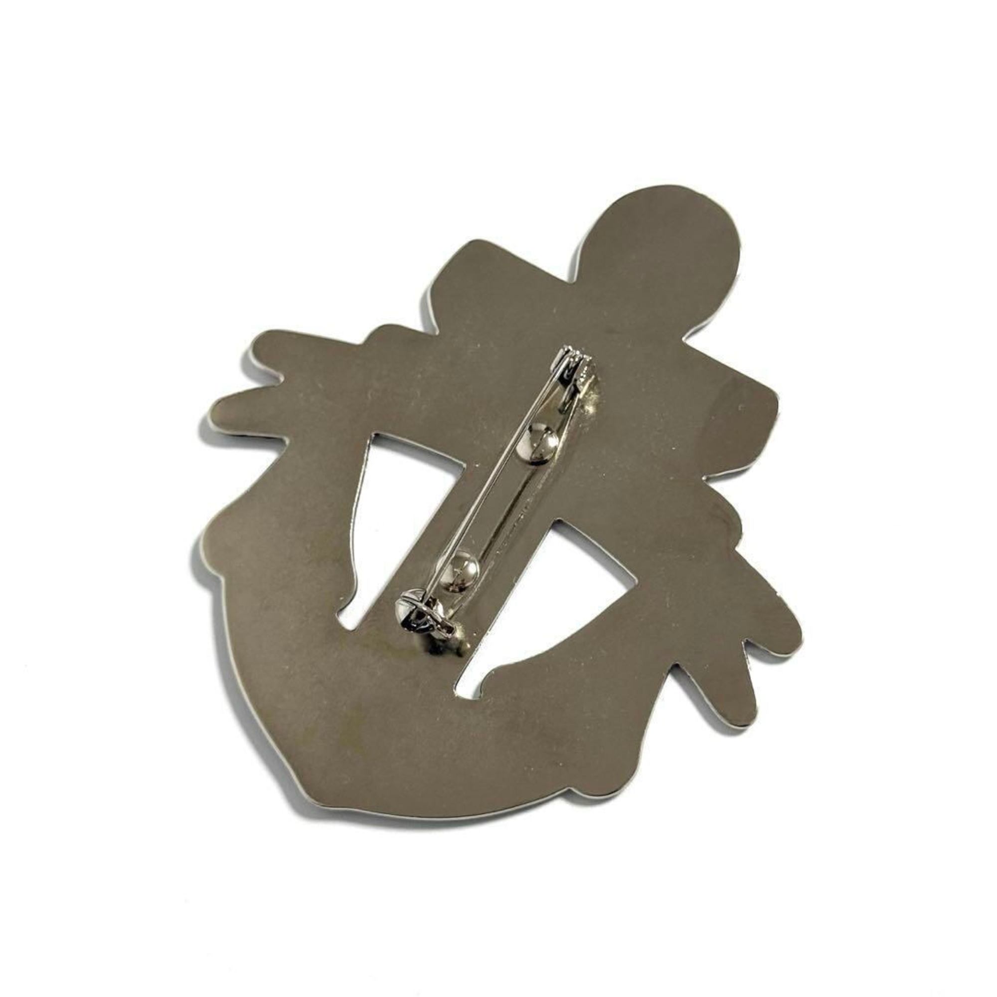 Anchor Badge Brooch Metal Blue and Silver
