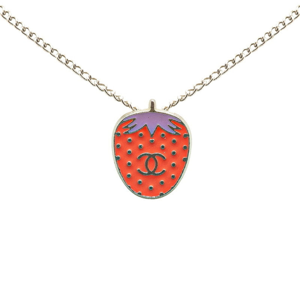 CC Logo Pendant Necklace Silver-Tone Metal