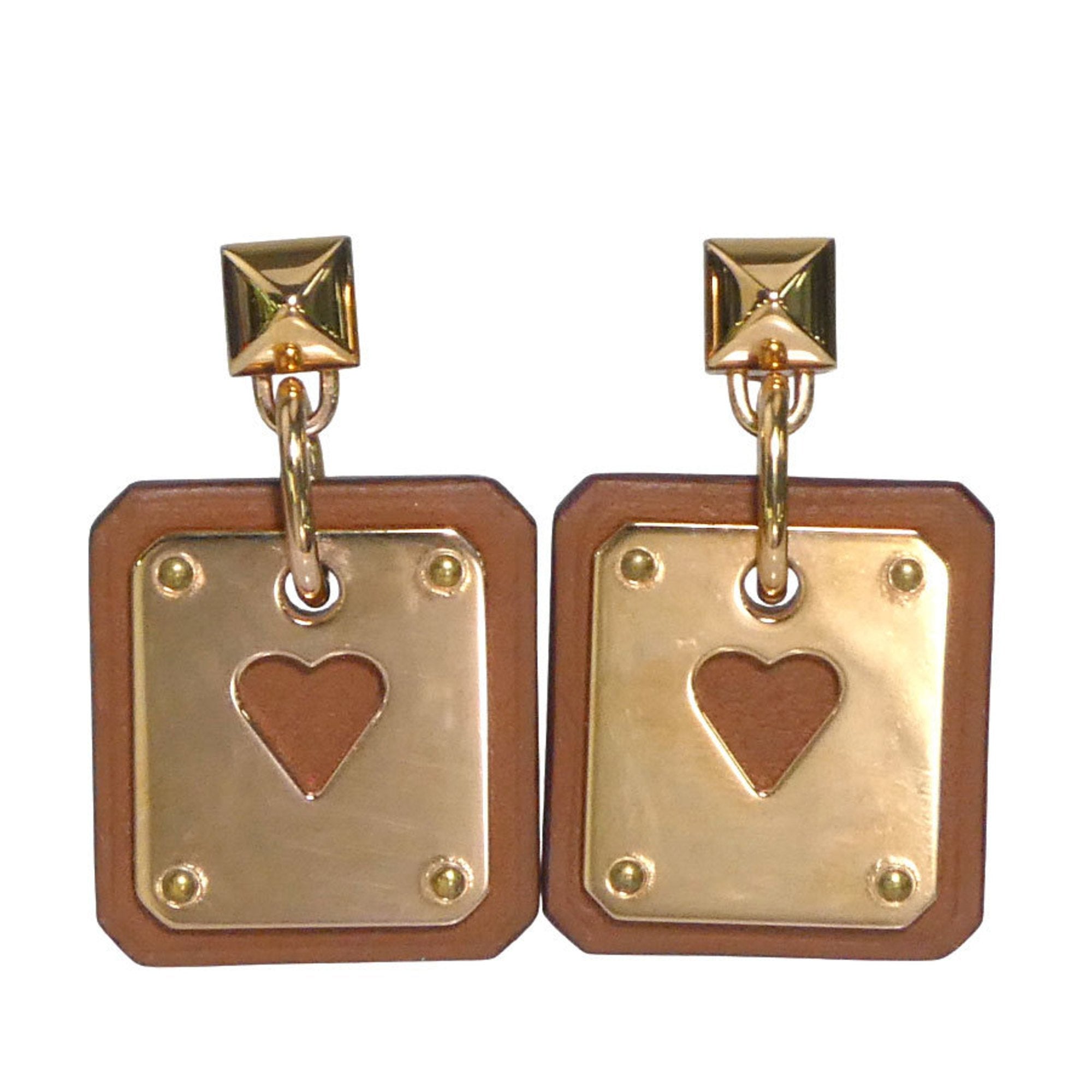 Earrings Metal and Swift Leather