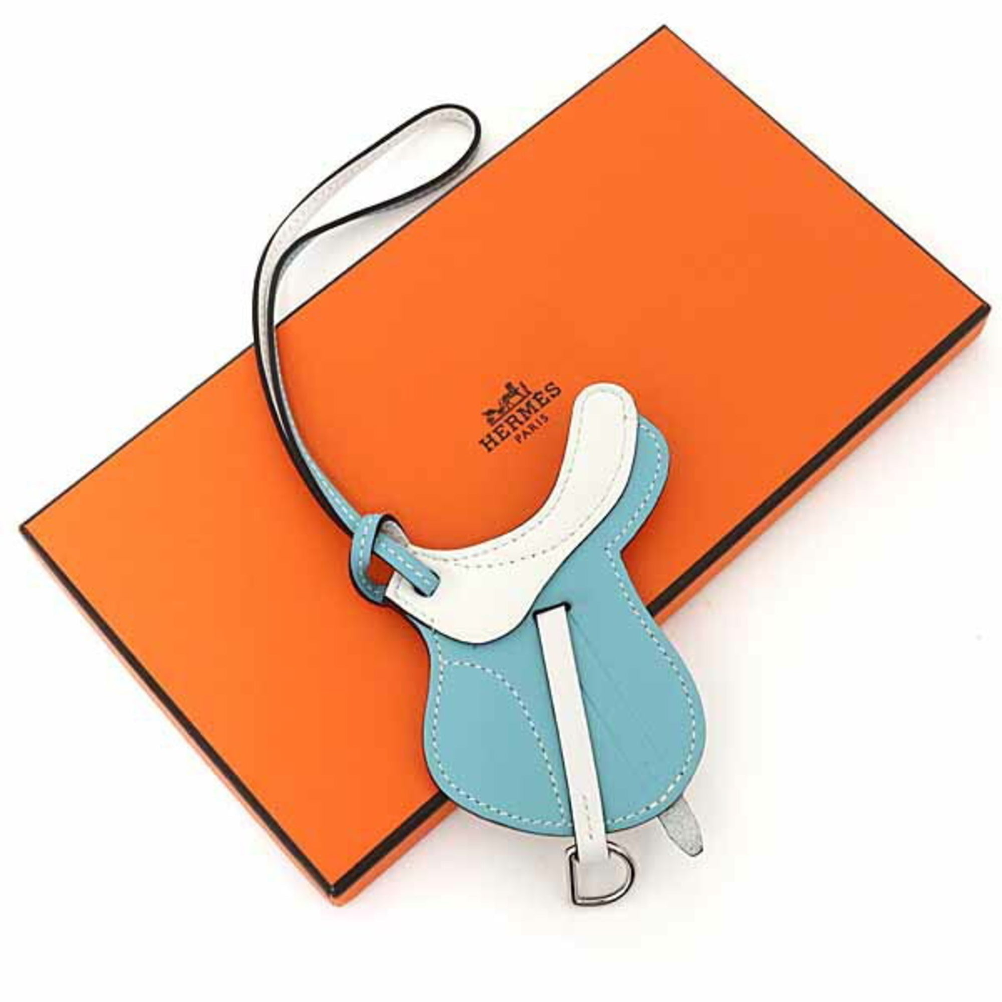 Paddock Sailor Charm Saddle Swift Leather Blue and White Handbag Charm