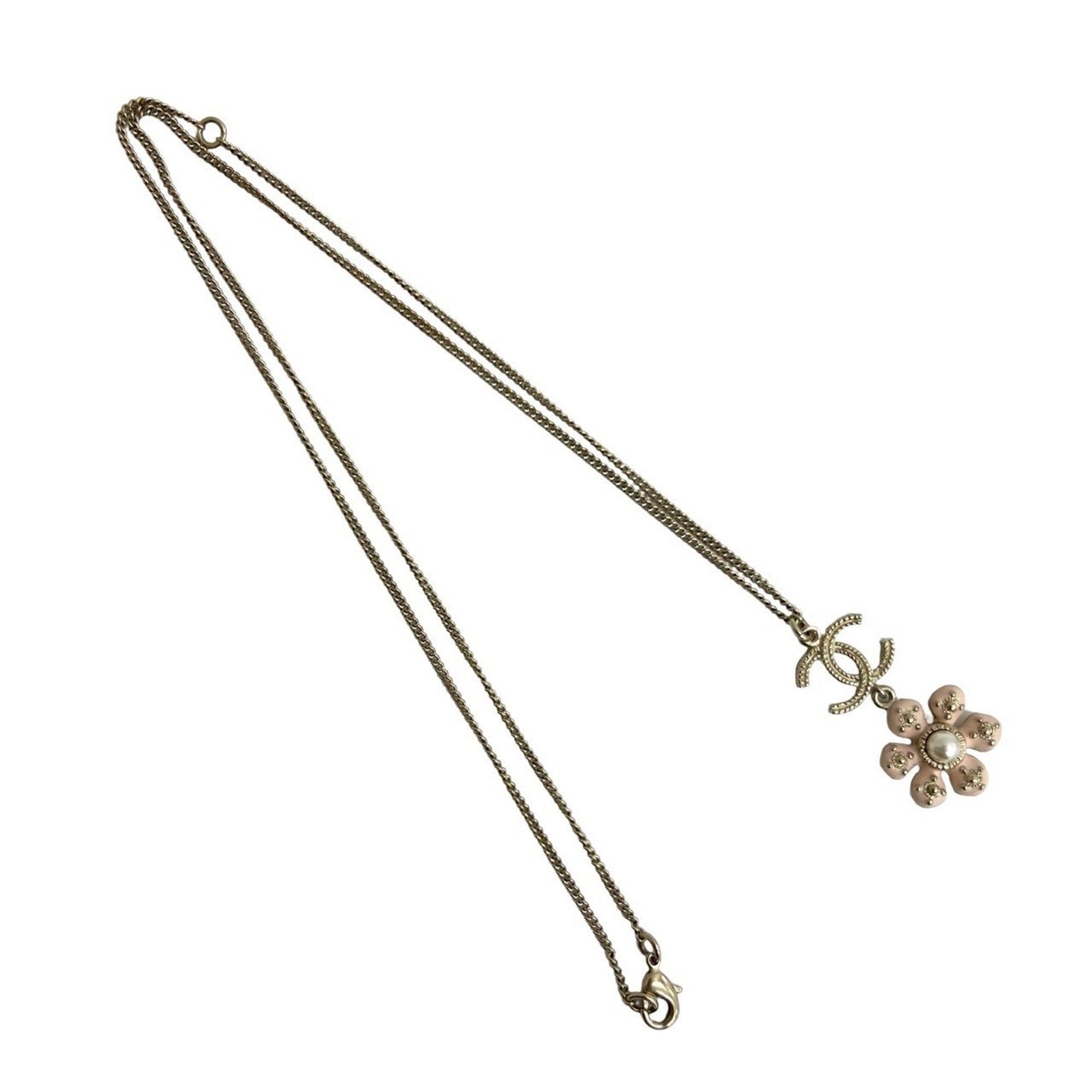 CC Logo Flower Pendant Necklace Metal