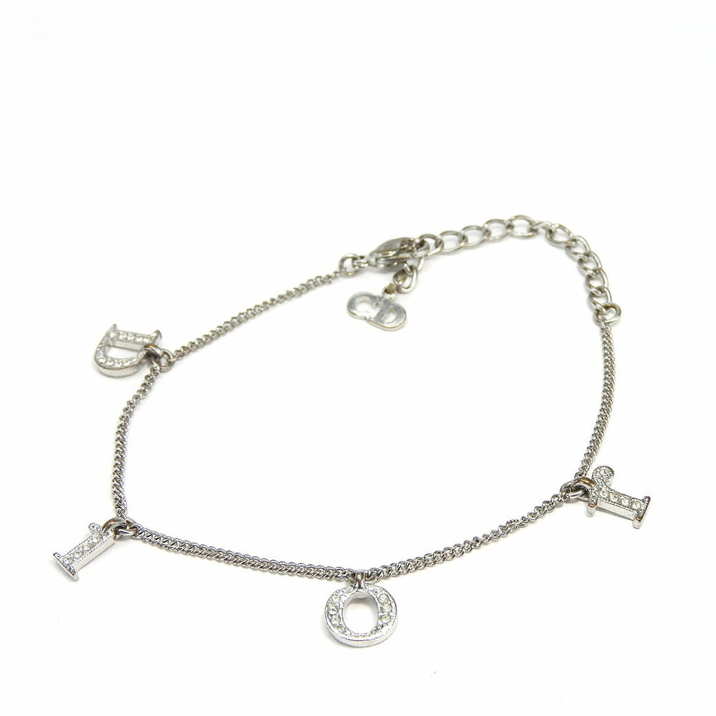 Charm Bracelet Metal Silver With Rhinestone