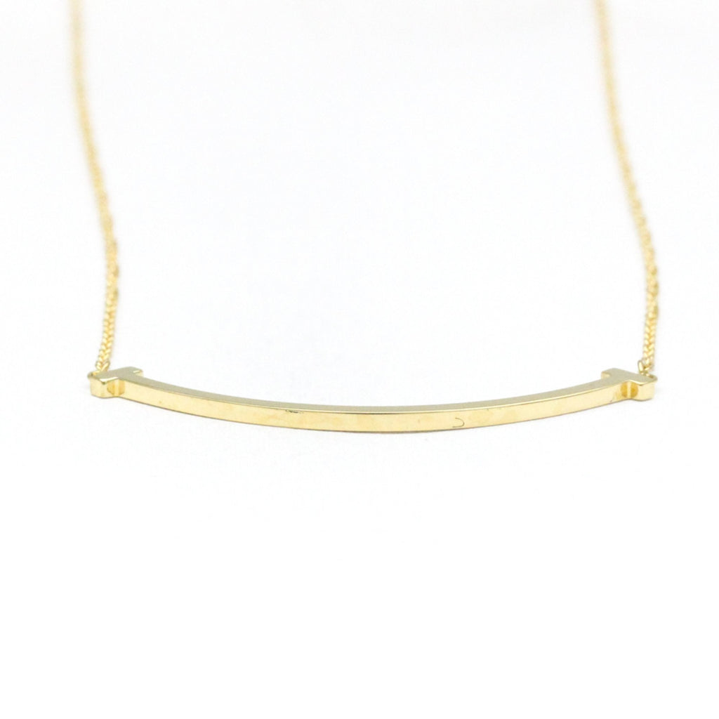 T Smile Pendant Necklace 18K Yellow Gold