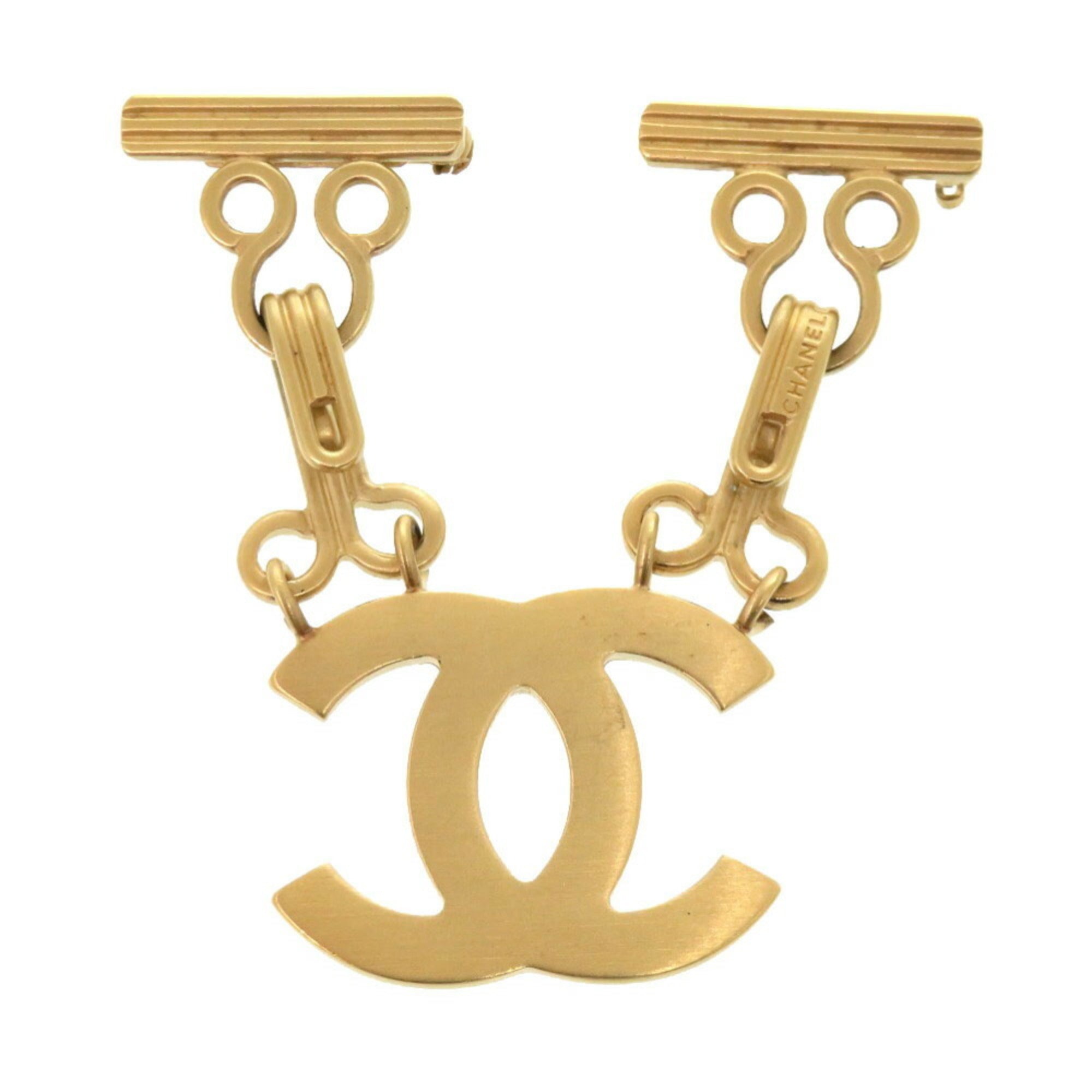 CC Logo Brooch Gold-Tone Metal
