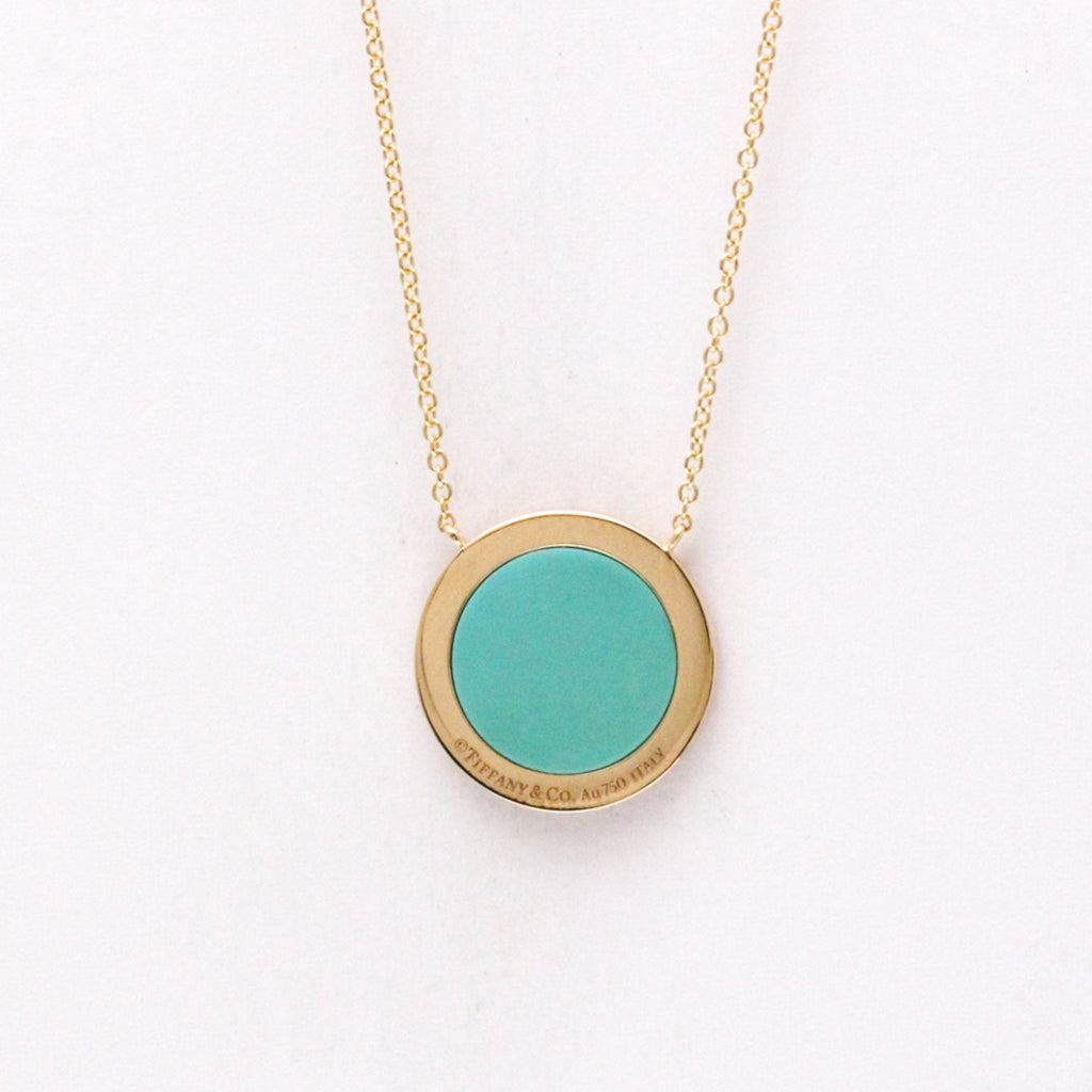 Pendant Necklace 18K Rose Gold With Diamond and Turquoise
