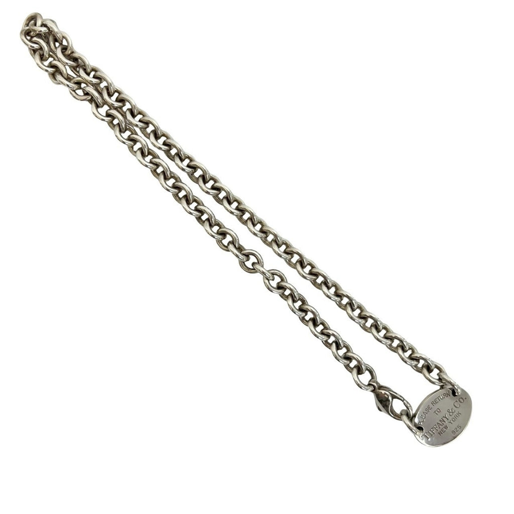 Oval Tag Pendant Necklace Sterling Silver