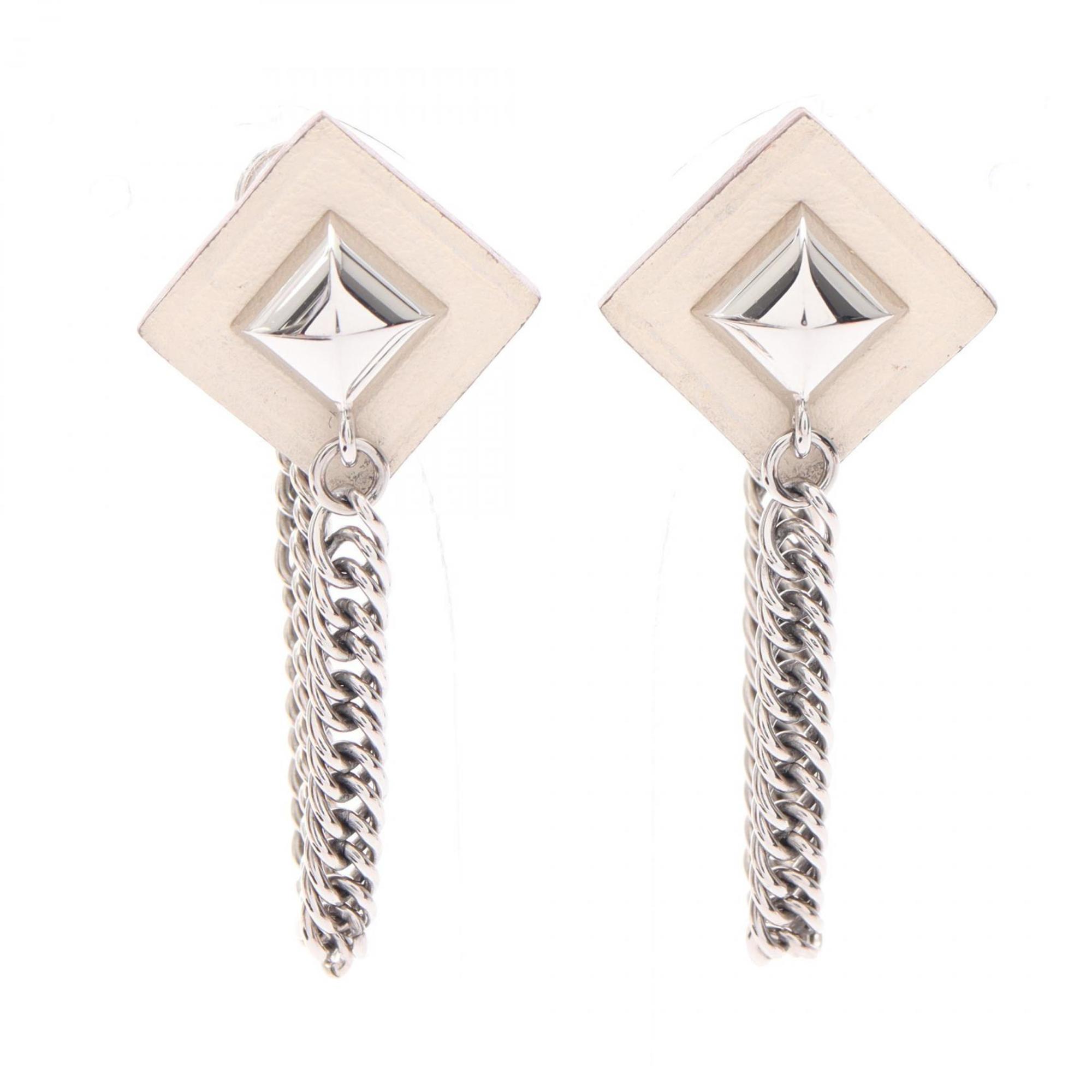 Earrings Stainless Steel and Swift Leather
