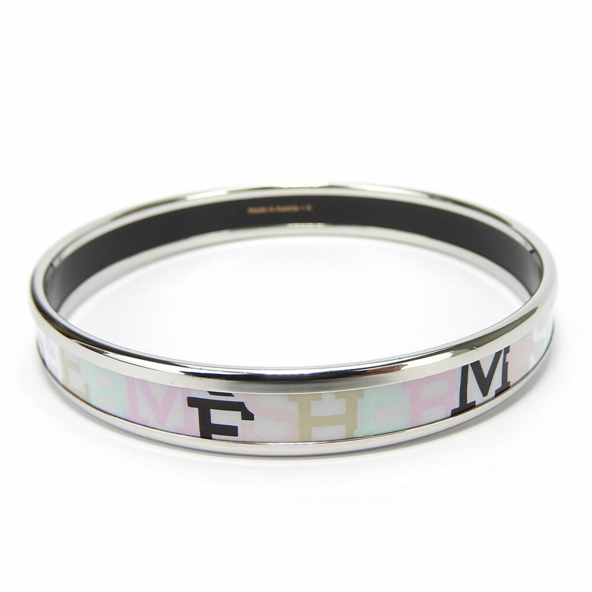 Bangle Enamel and Metal Light Gray Multi-Color Bracelet