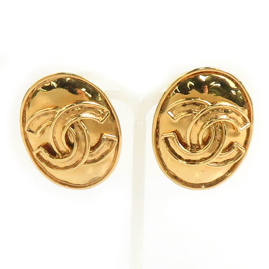 CC Logo Clip-On Earrings Gold-Tone Metal Gold-Tone Metal