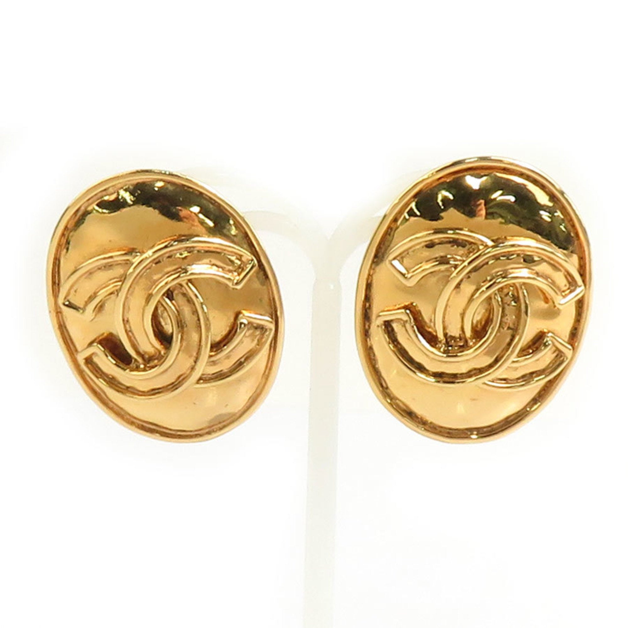 CC Logo Clip-On Earrings Gold-Tone Metal Gold-Tone Metal