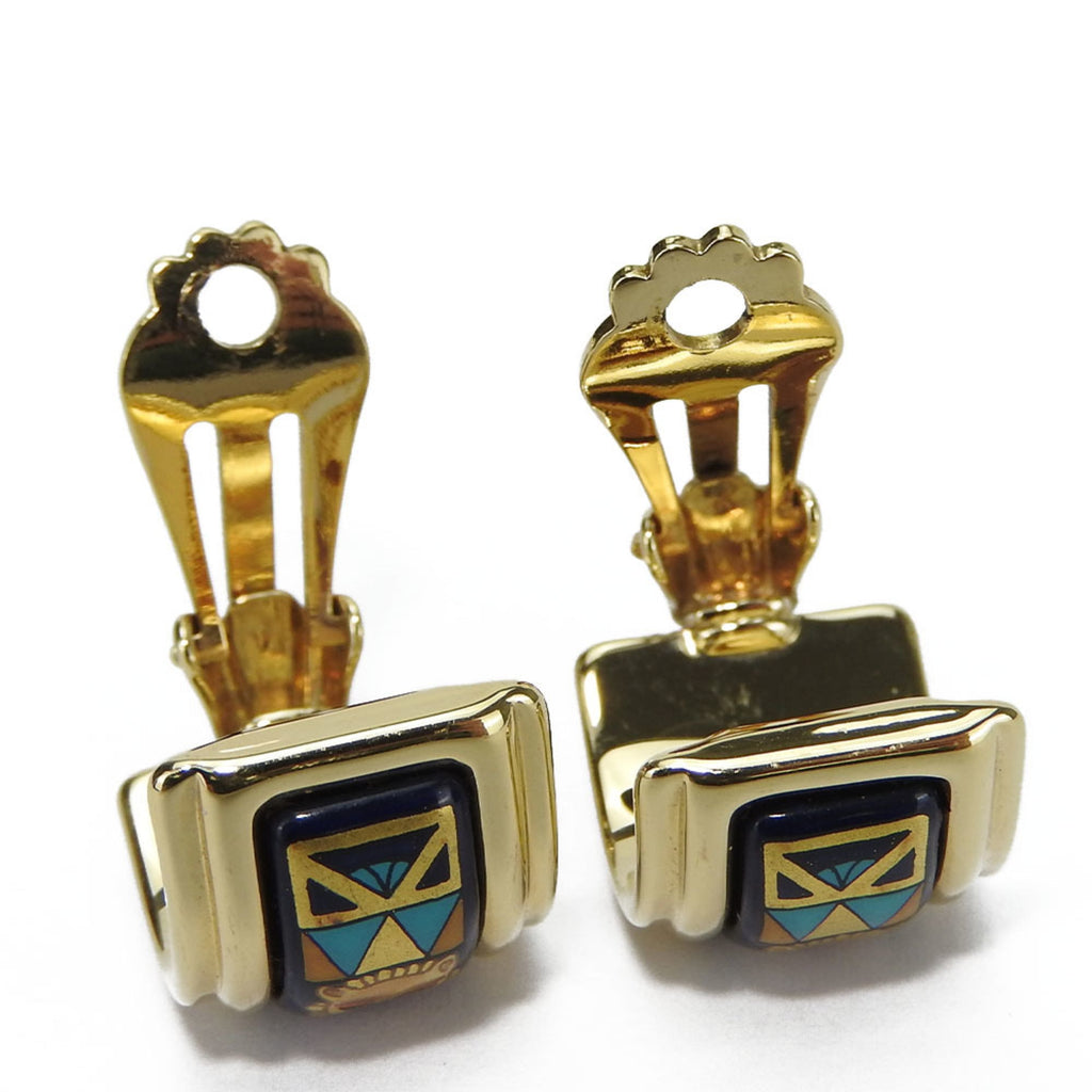 Clip-On Earrings Cloisonné and Enamel and Metal