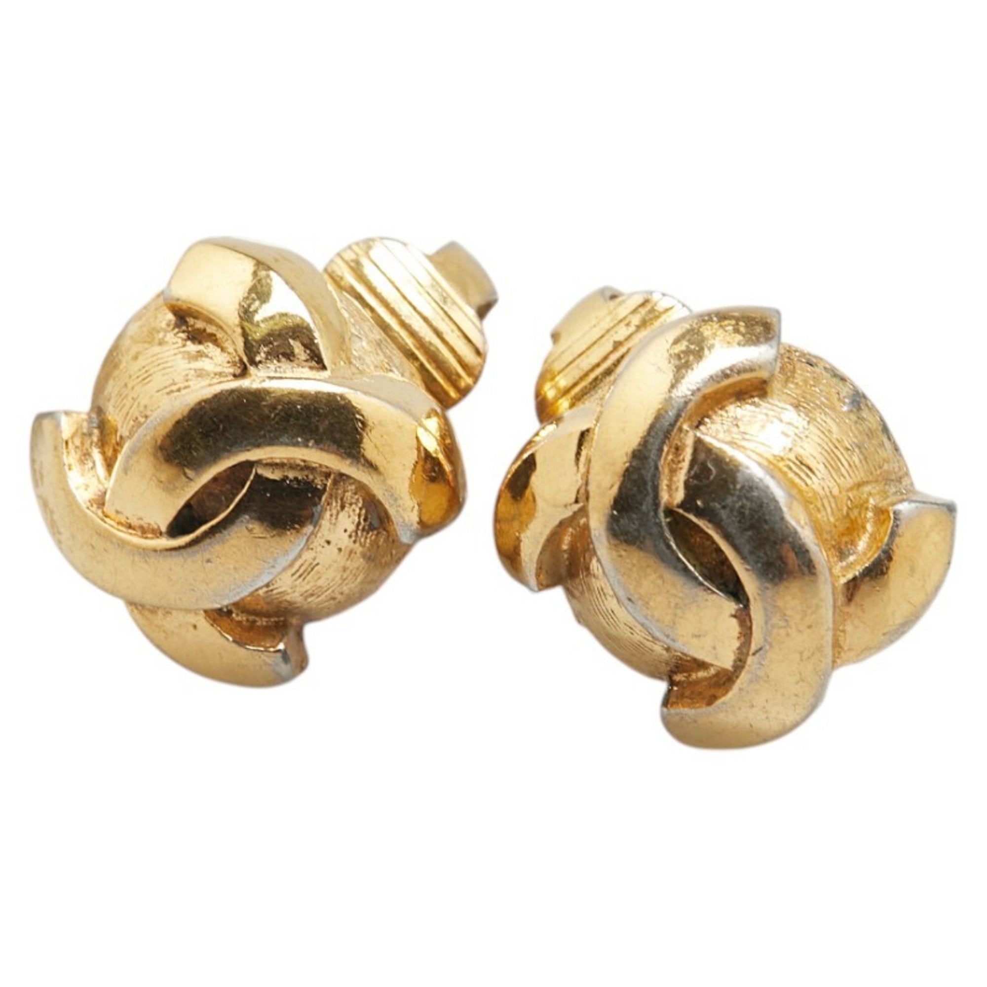 CC Logo Clip-On Earrings Metal Gold-Tone Metal