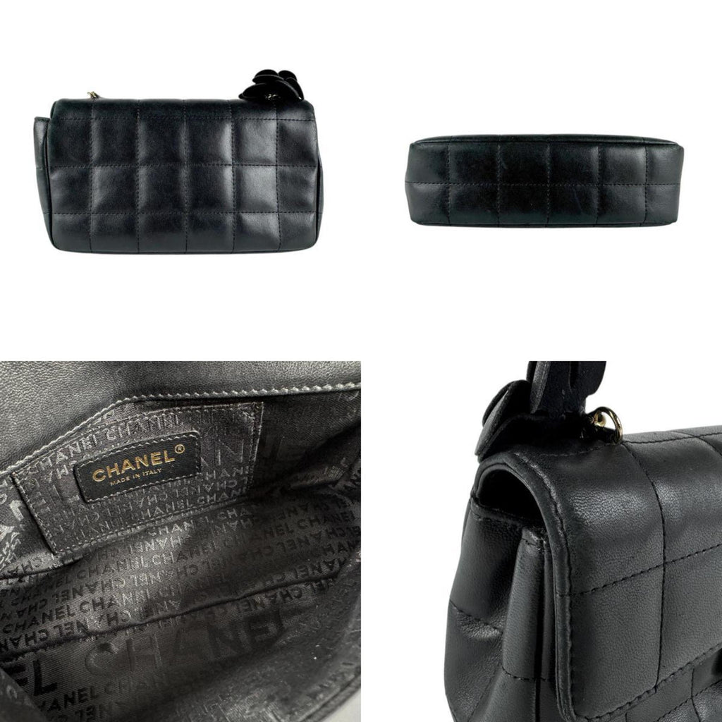 Camellia Chocolate Bar Flap Bag Quilted Lambskin Mini
