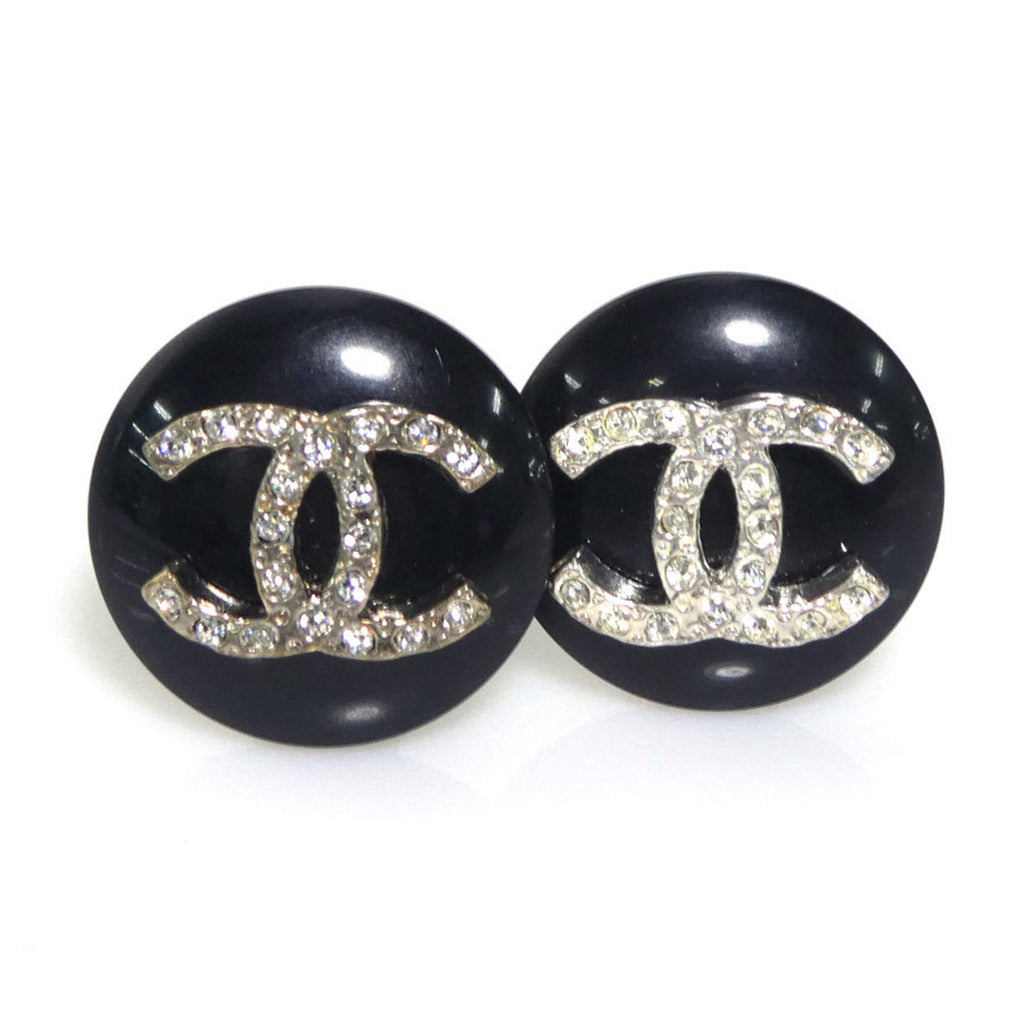CC Logo Clip-On Earrings Silver-Tone Metal