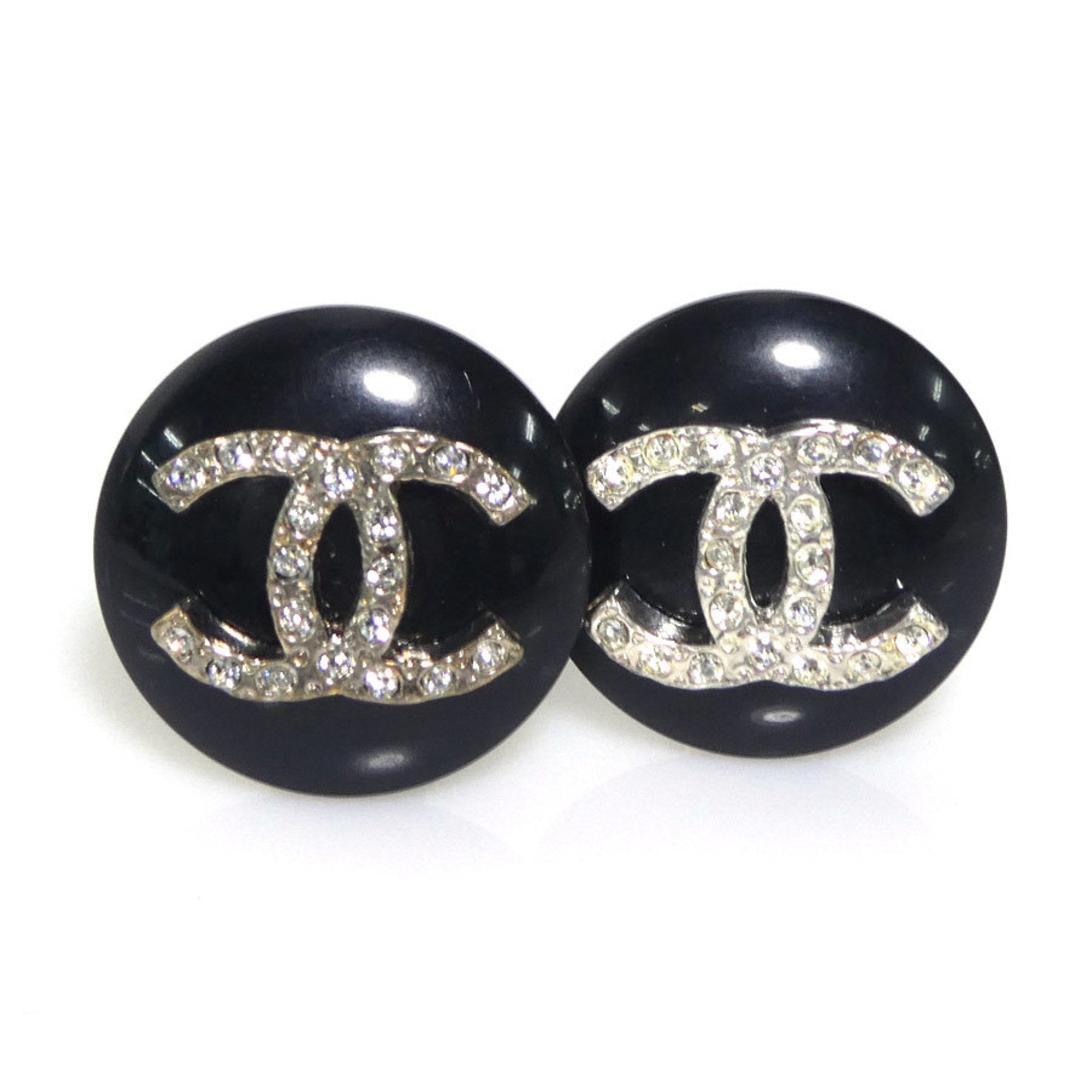 CC Logo Clip-On Earrings Silver-Tone Metal