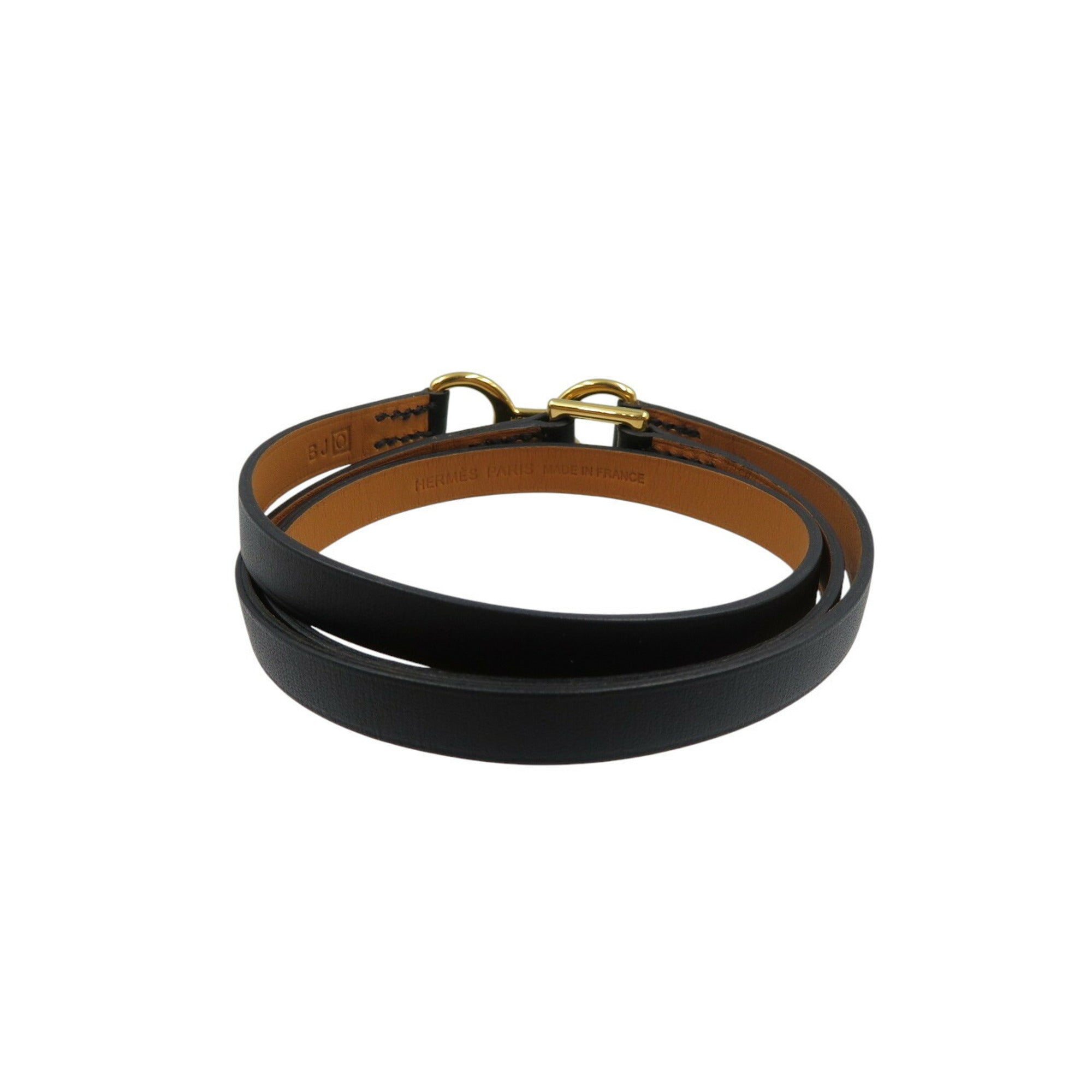 Leather and Gold Necklace O Stamped Black