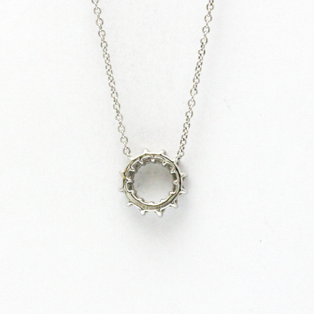 Open Circle Mini Pendant Necklace Platinum with Diamond