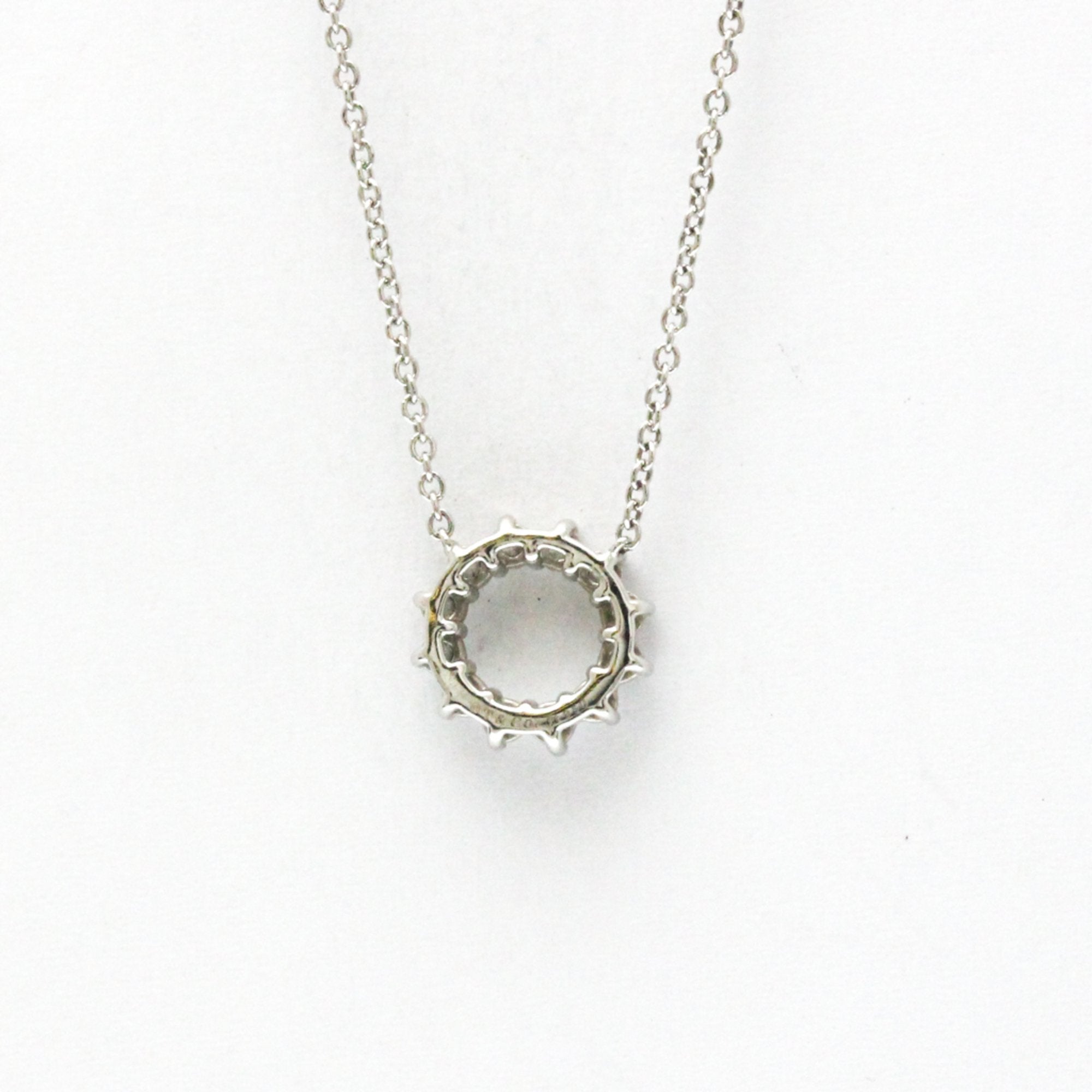 Open Circle Mini Pendant Necklace Platinum with Diamond