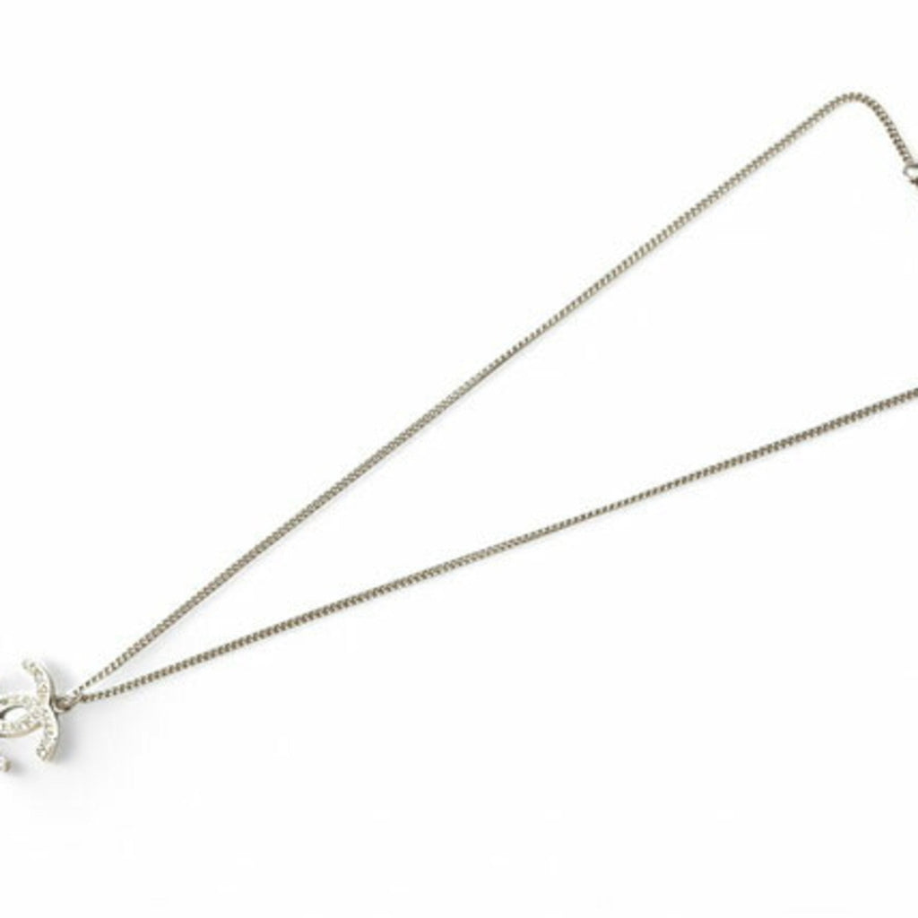 CC Logo Pendant Necklace Silver-Tone Metal
