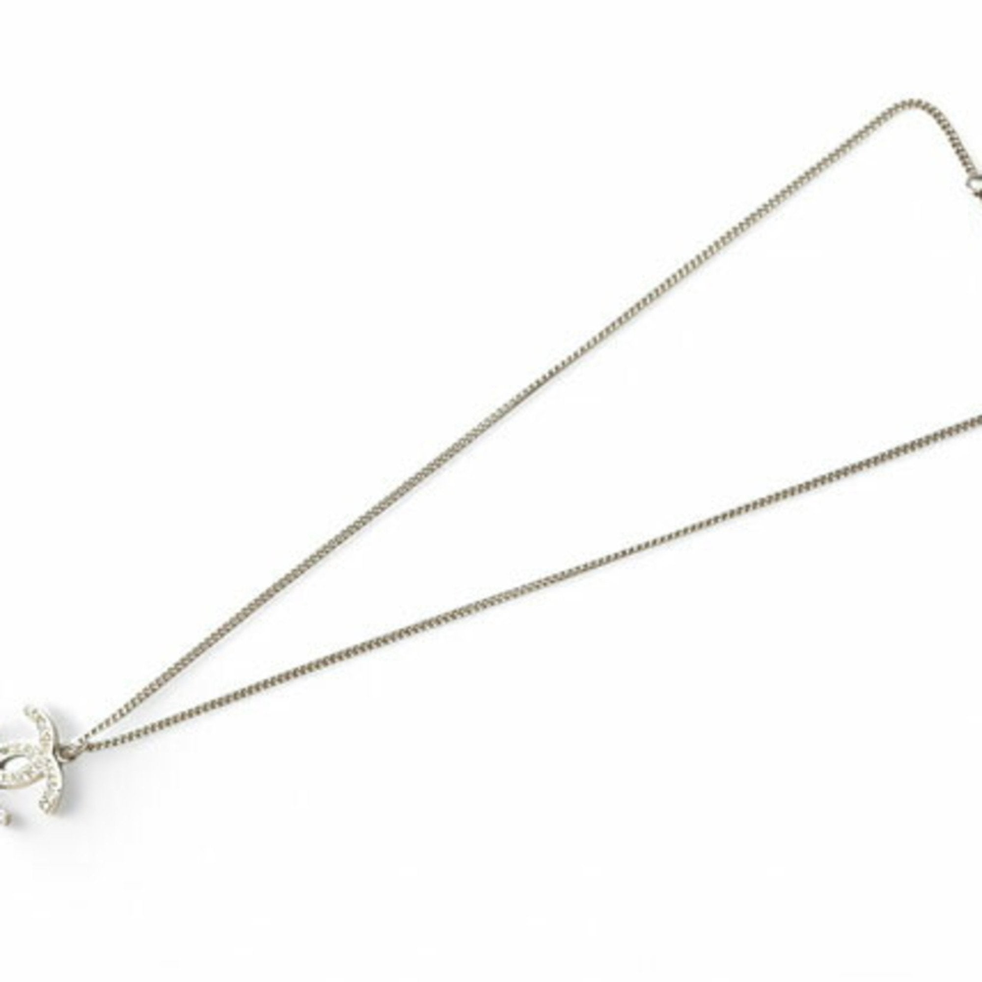 CC Logo Pendant Necklace Silver-Tone Metal