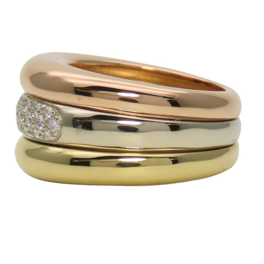 Vendome Louis Cartier Band Ring 18K Tricolor Gold