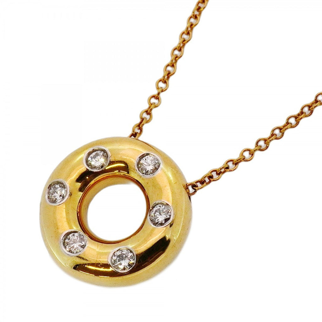 Dots Circle Pendant Necklace Platinum and 18K Yellow Gold With Diamond