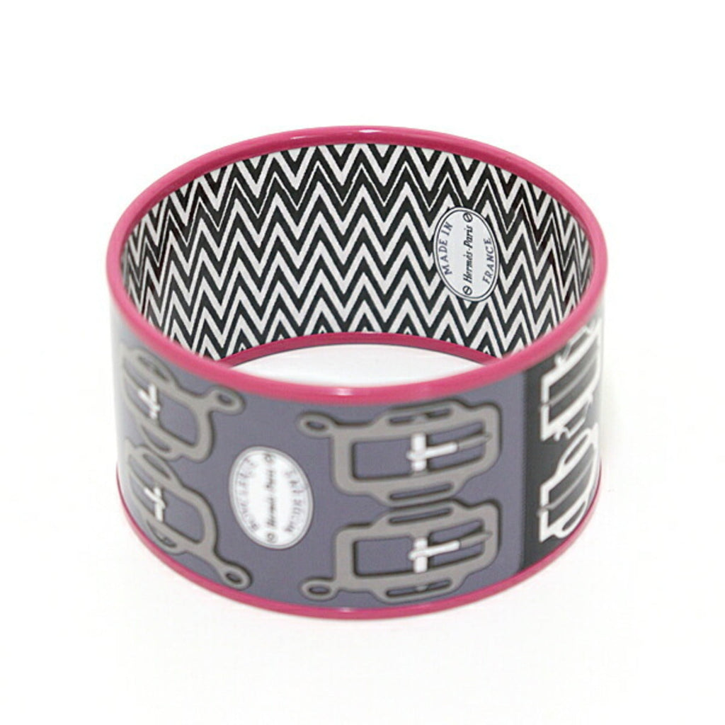Enamel Buckle Bracelet Black Pink White Large