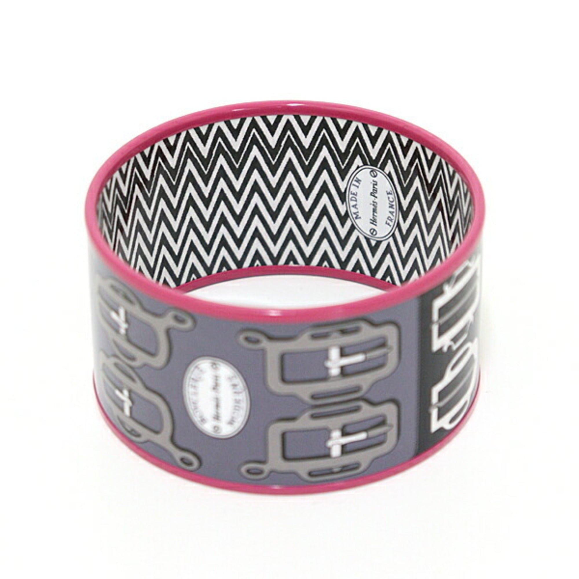Enamel Buckle Bracelet Black Pink White Large