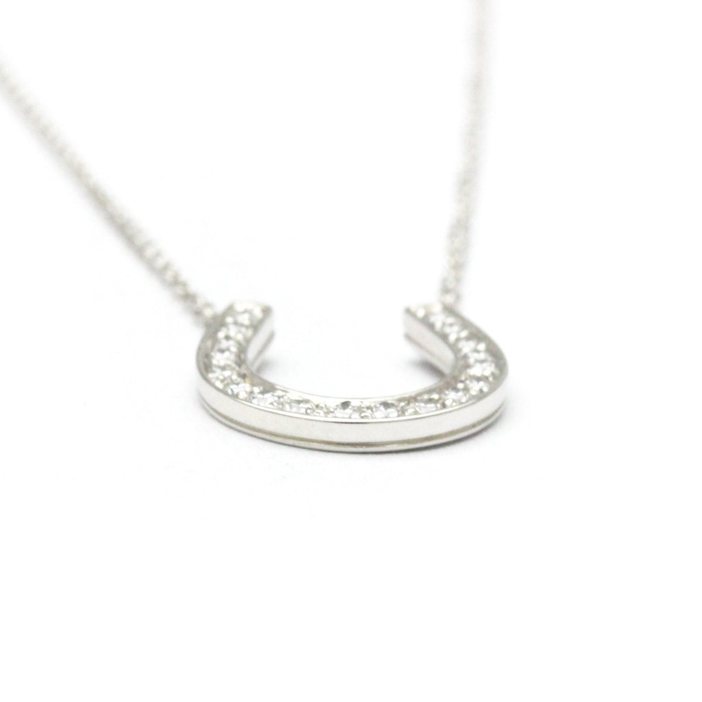 Horseshoe Pendant Necklace Platinum with Diamond