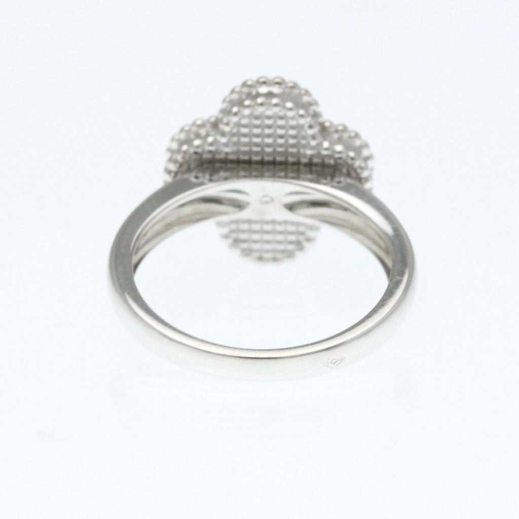 Vintage Alhambra Ring Sterling Silver and 18K White Gold and Mother of Pearl