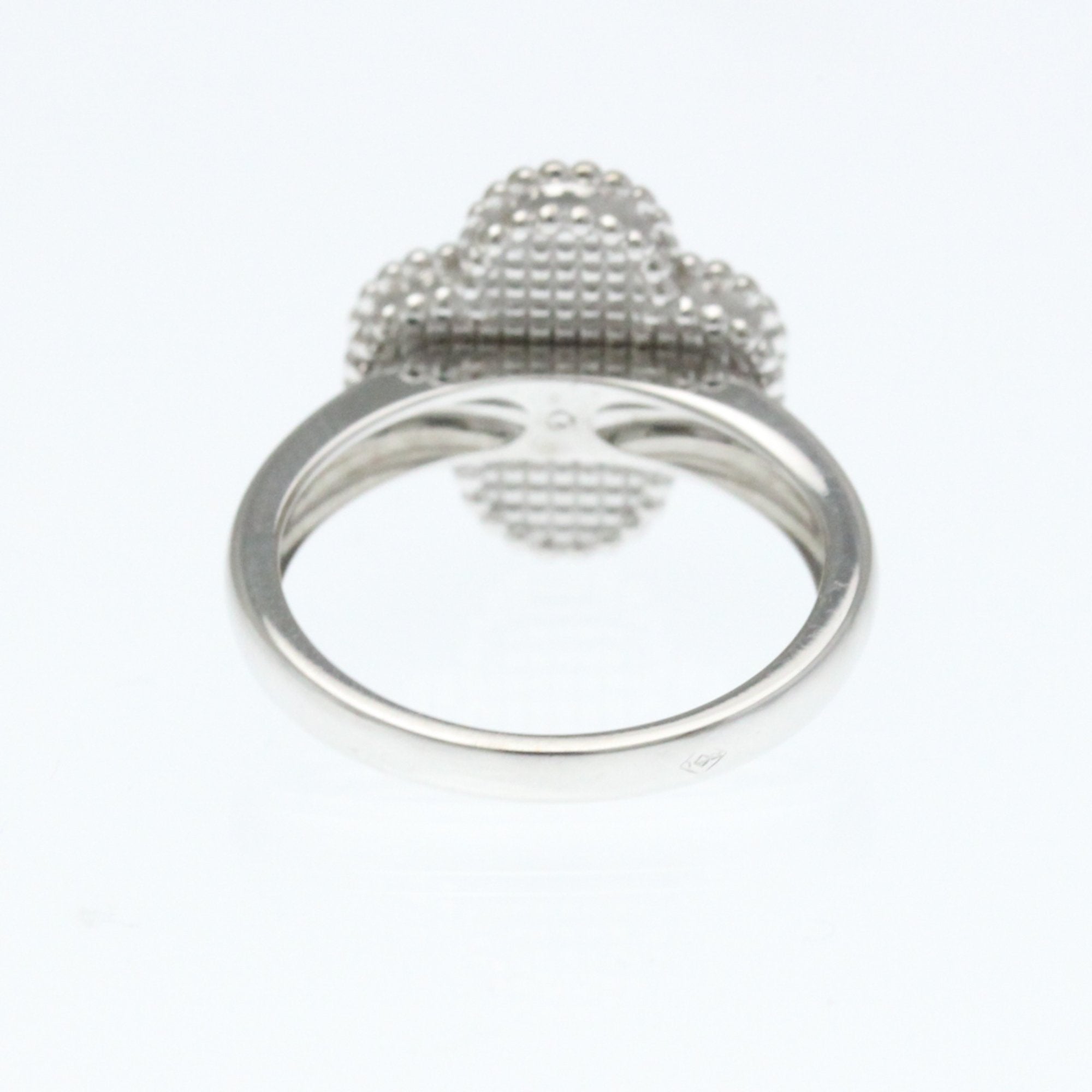 Vintage Alhambra Ring Sterling Silver and 18K White Gold and Mother of Pearl