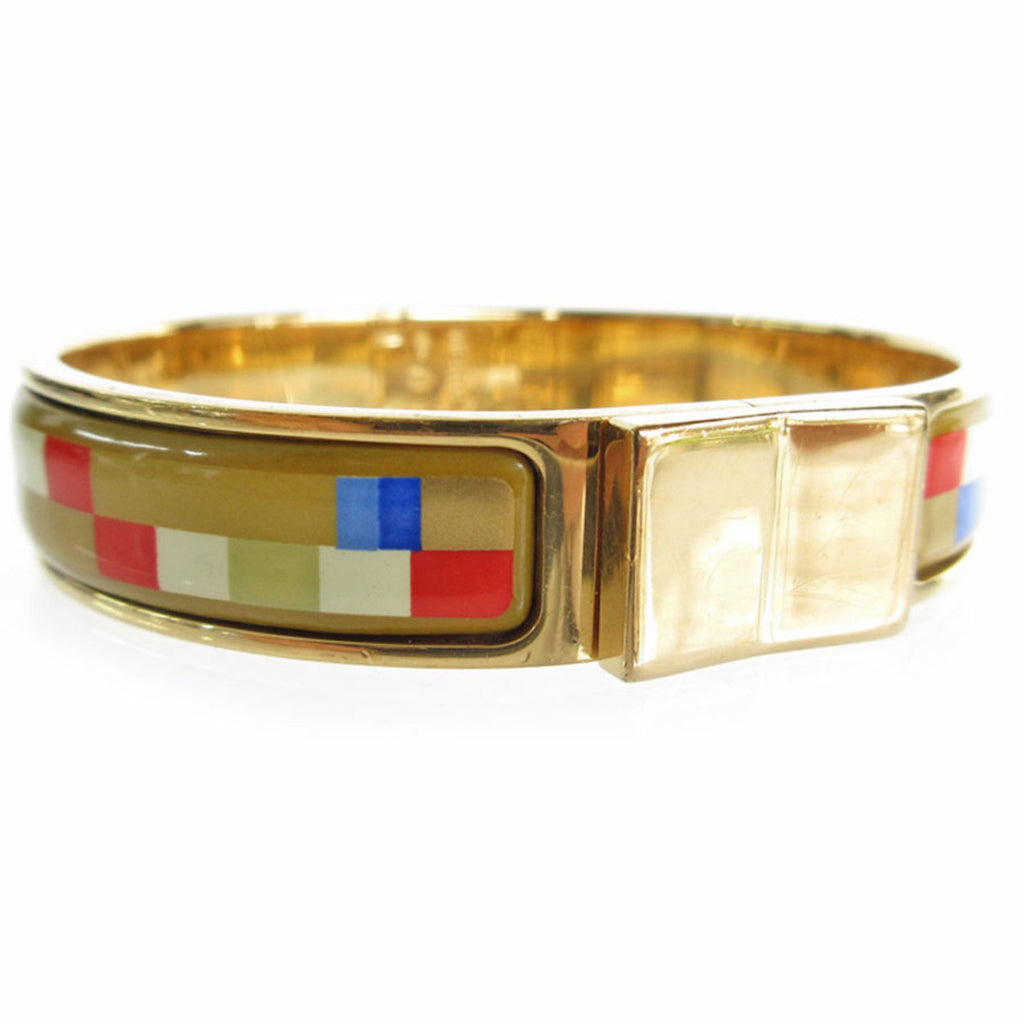 Bangle Enamel and Metal Gold Multi-color Bracelet