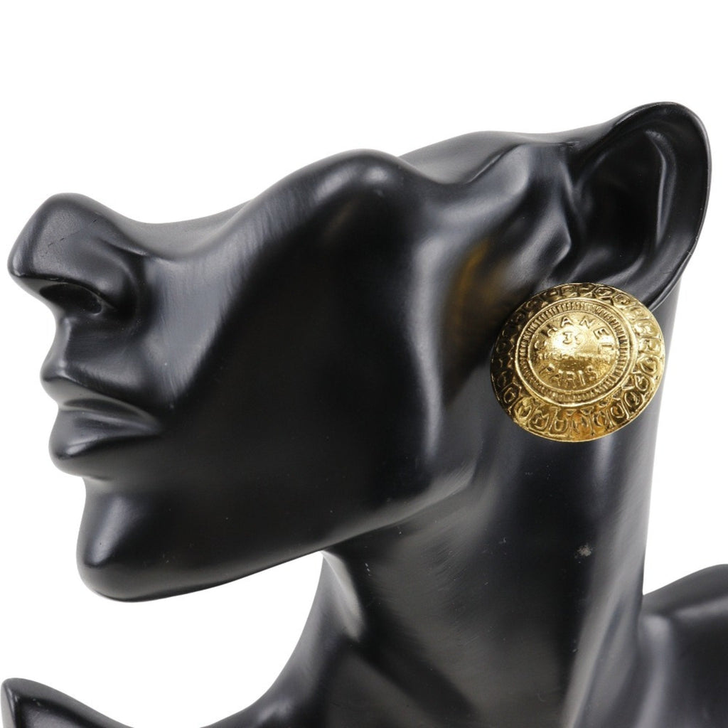 CC Logo Clip-On Earrings Metal Gold-Tone Metal