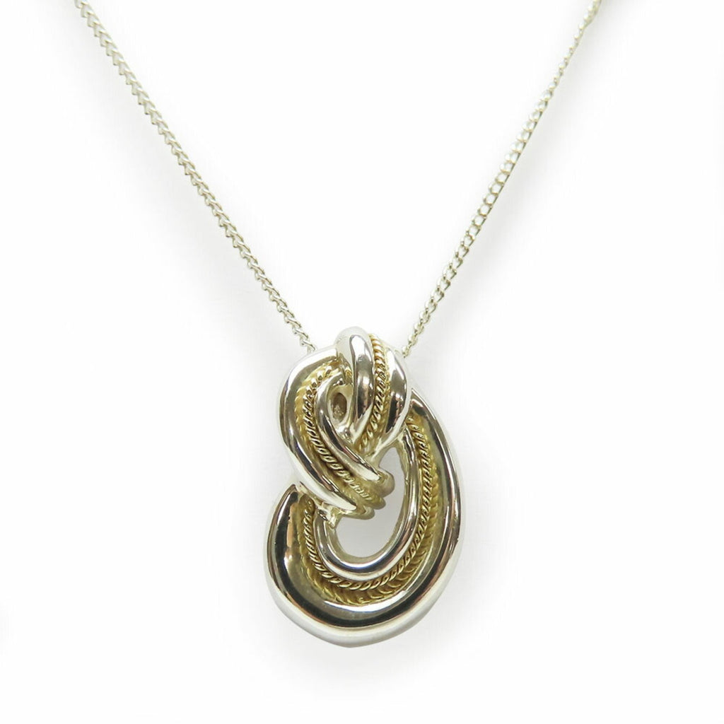 Twist Knot Rope Pendant Necklace Sterling Silver and 18K Yellow Gold
