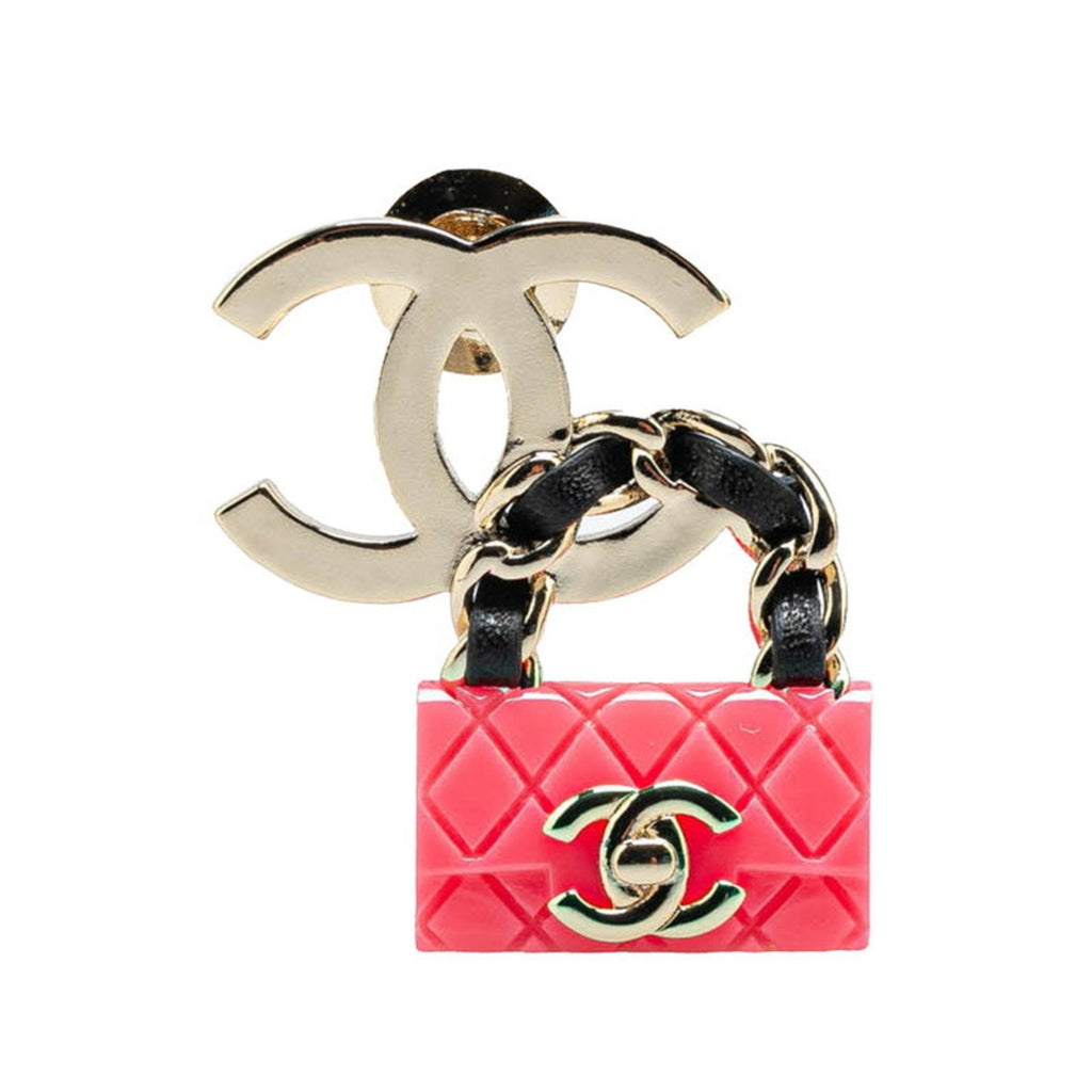 CC Logo Brooch Silver-Tone Metal