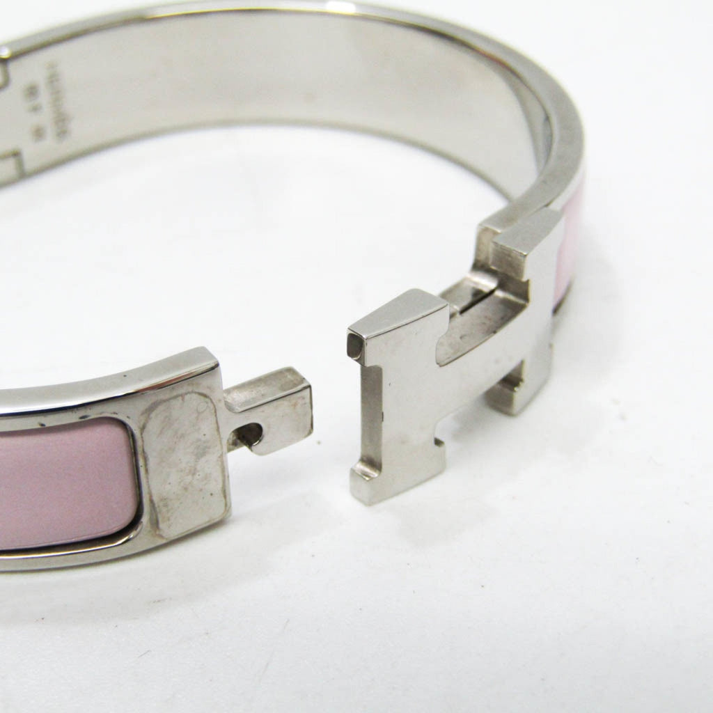 Clic Bangle Enamel and Metal Light Pink Silver Bracelet