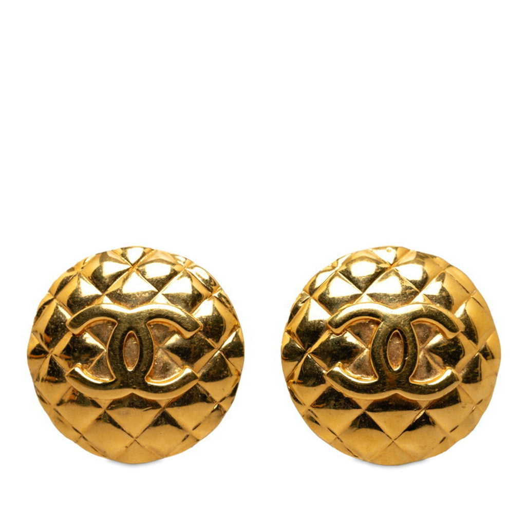CC Logo Round Clip-On Earrings Metal Gold-Tone Metal